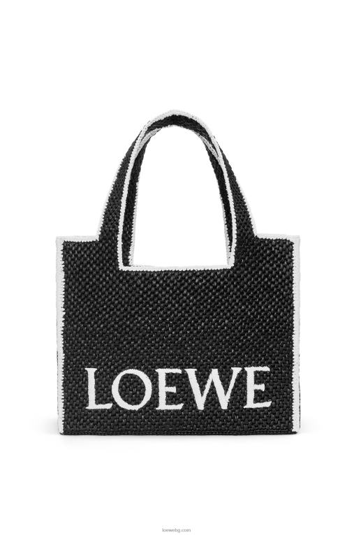 Loewe чантичка с голям шрифт в рафия F84B811 Жени черен