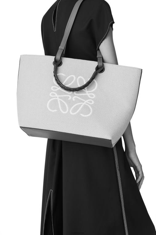 Loewe анаграма голяма чанта от жакард и телешка кожа F84B8122 Жени екрю/тен