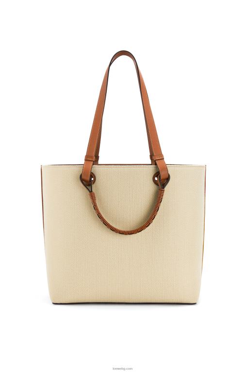 Loewe анаграма голяма чанта от жакард и телешка кожа F84B8122 Жени екрю/тен