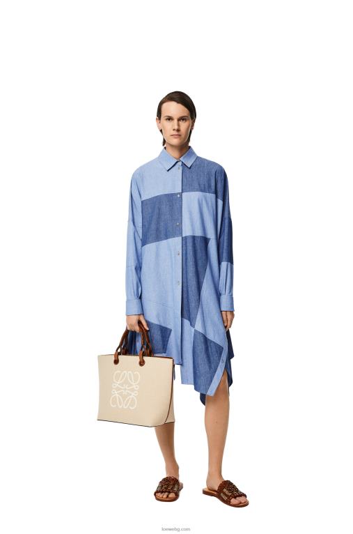 Loewe анаграма голяма чанта от жакард и телешка кожа F84B8122 Жени екрю/тен