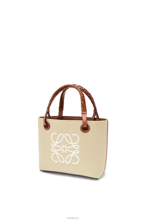 Loewe мини чанта тип анаграм от жакард и телешка кожа F84B8128 Жени екрю/тен