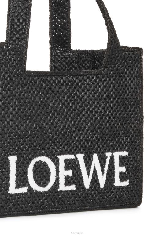 Loewe чантичка със среден шрифт в рафия F84B812 Жени черен