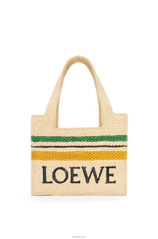 Loewe чанта с раиран шрифт в рафия F84B814 Жени естествен/многоцветен