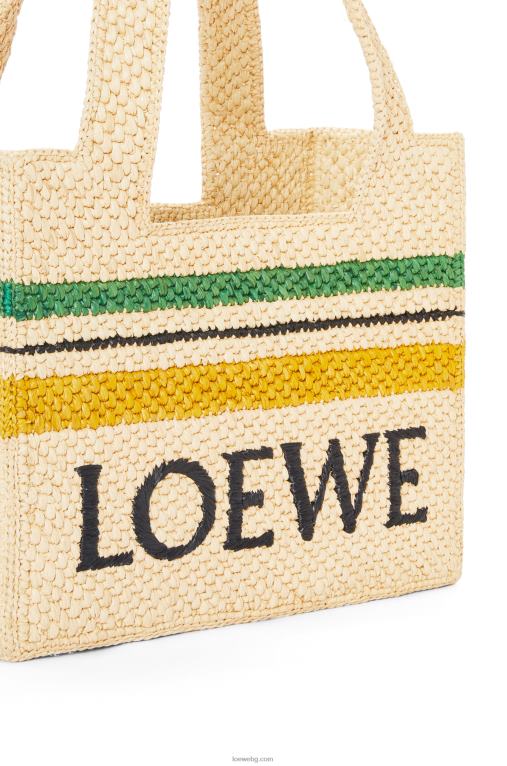 Loewe чанта с раиран шрифт в рафия F84B814 Жени естествен/многоцветен