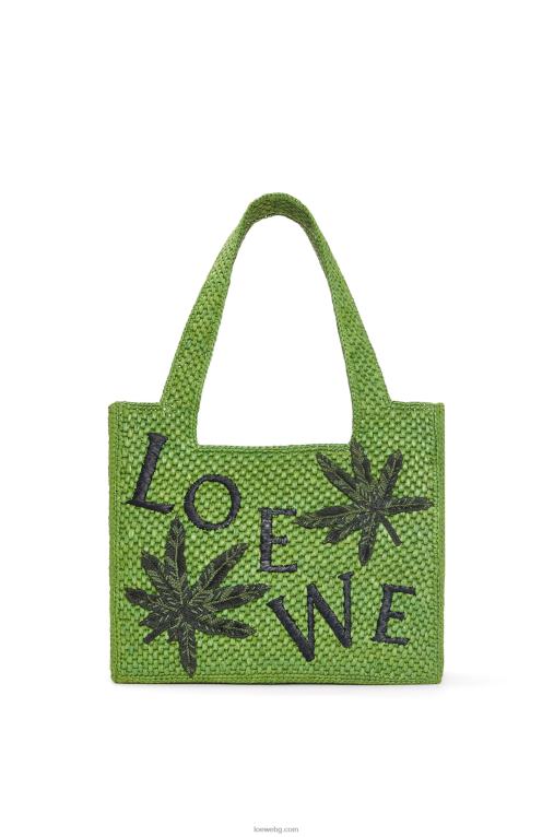 Loewe чантичка с шрифт на листа в рафия F84B831 Жени зелено