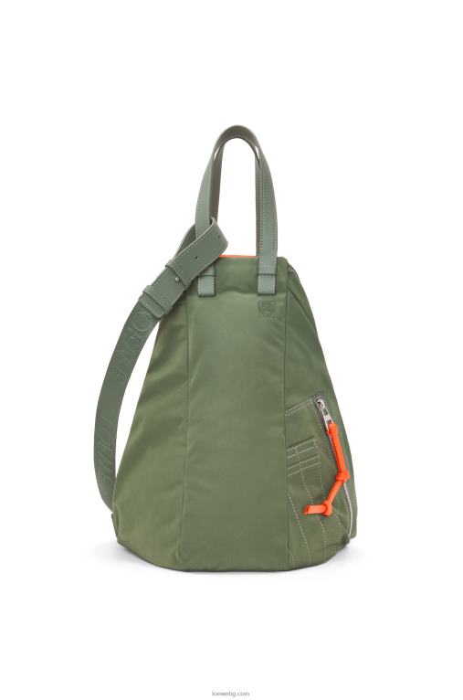 Loewe реверсивна чанта за хамак от найлон F84B8446 Жени реколта каки