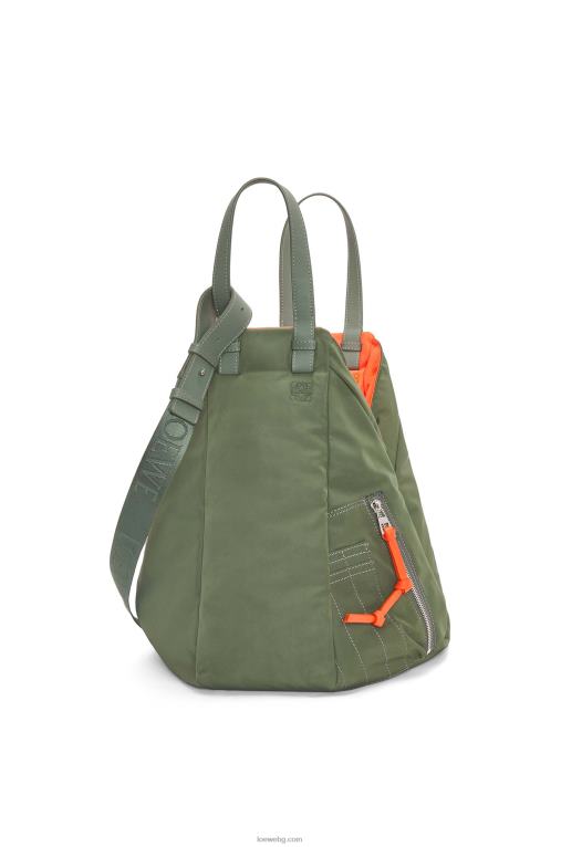 Loewe реверсивна чанта за хамак от найлон F84B8446 Жени реколта каки