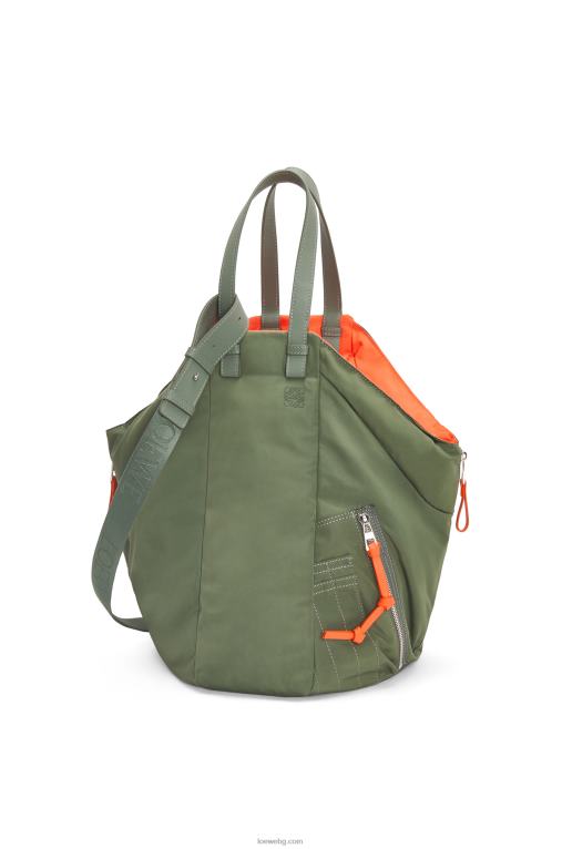 Loewe реверсивна чанта за хамак от найлон F84B8446 Жени реколта каки