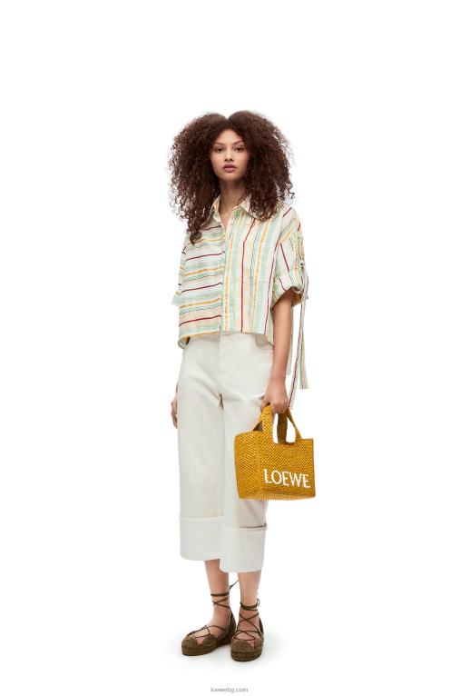 Loewe чантичка с малък шрифт в рафия F84B852 Жени охра
