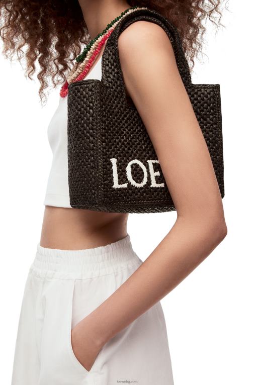 Loewe чантичка с малък шрифт в рафия F84B853 Жени черен