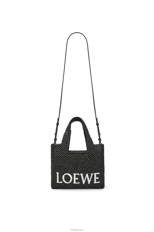 Loewe чантичка с малък шрифт в рафия F84B853 Жени черен