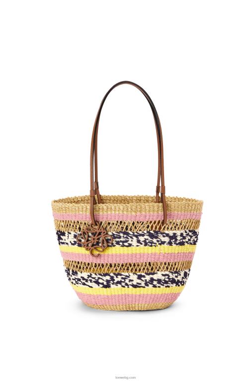 Loewe кошница от слонска трева и телешка кожа F84B894 Жени естествено/розово лале