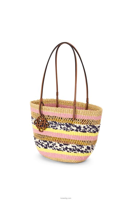 Loewe кошница от слонска трева и телешка кожа F84B894 Жени естествено/розово лале