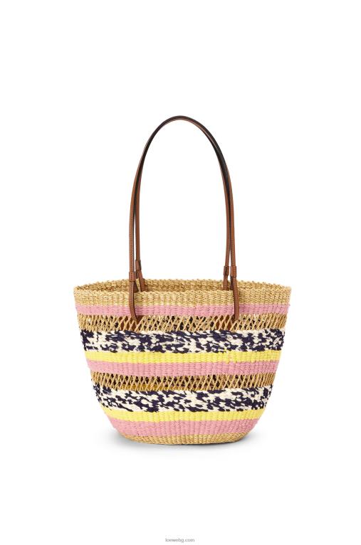Loewe кошница от слонска трева и телешка кожа F84B894 Жени естествено/розово лале