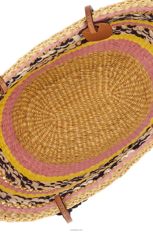 Loewe кошница от слонска трева и телешка кожа F84B894 Жени естествено/розово лале