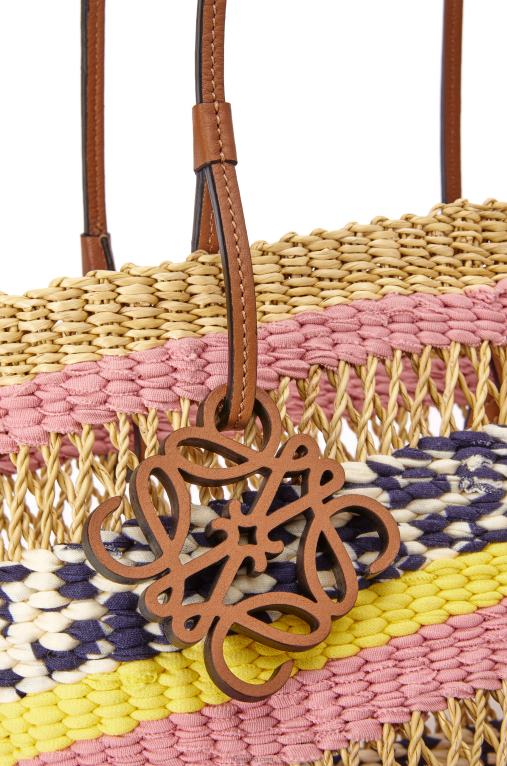 Loewe кошница от слонска трева и телешка кожа F84B894 Жени естествено/розово лале