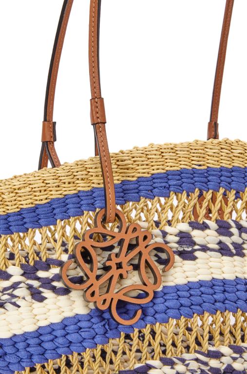 Loewe кошница от слонска трева и телешка кожа F84B895 Жени естествено/синьо