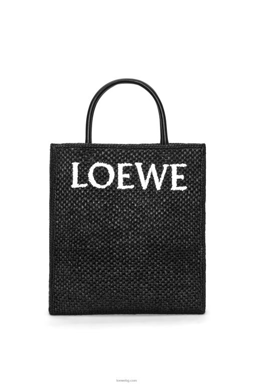 Loewe стандартна чанта a4 в рафия F84B873 Жени Черно бяла