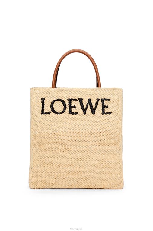 Loewe стандартна чанта a4 в рафия F84B875 Жени естествен/черен