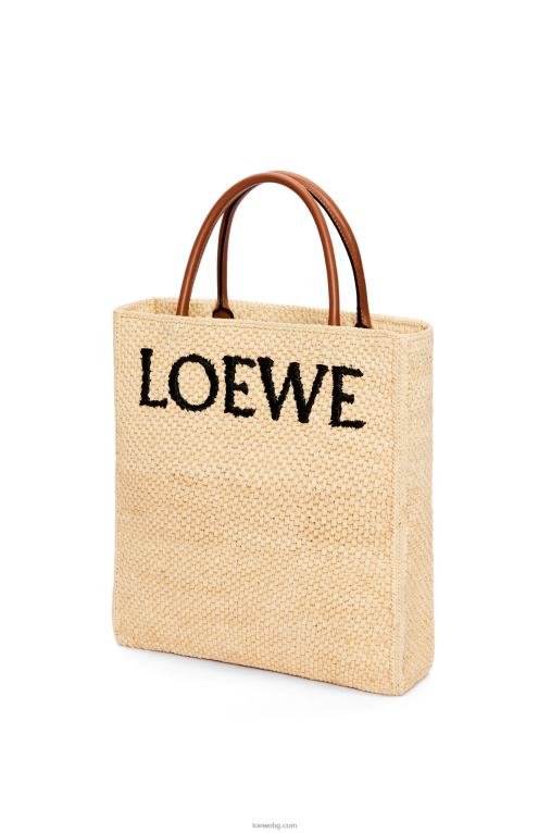 Loewe стандартна чанта a4 в рафия F84B875 Жени естествен/черен
