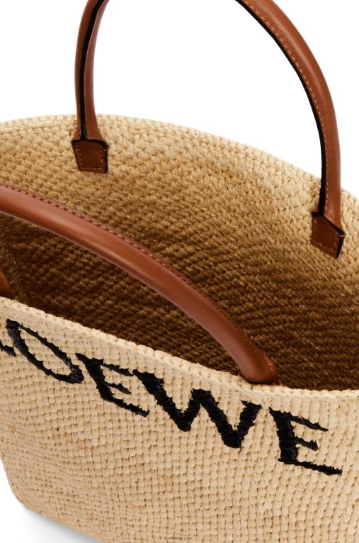 Loewe стандартна чанта a4 в рафия F84B875 Жени естествен/черен