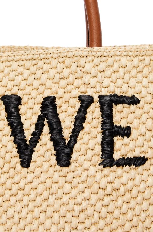 Loewe стандартна чанта a4 в рафия F84B875 Жени естествен/черен
