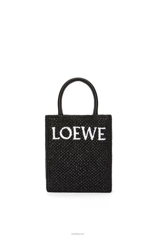 Loewe стандартна чанта a5 в рафия F84B872 Жени Черно бяла