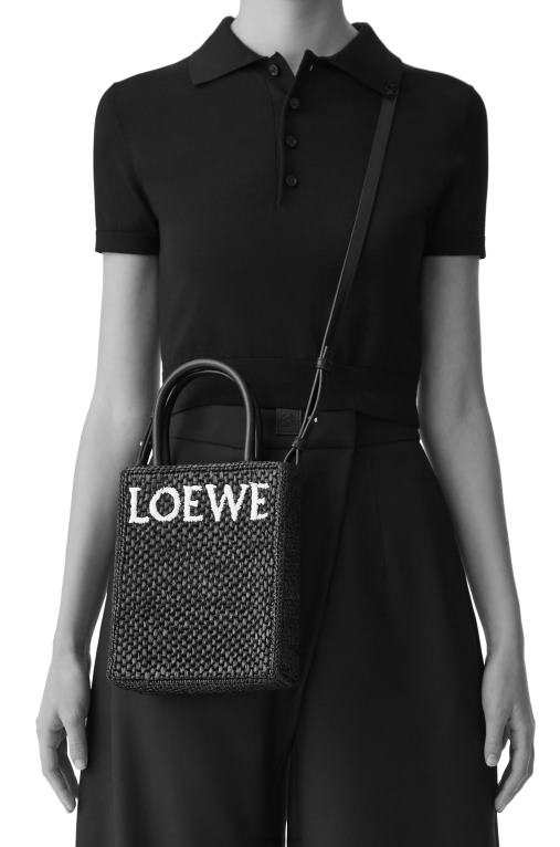 Loewe стандартна чанта a5 в рафия F84B874 Жени естествен/черен