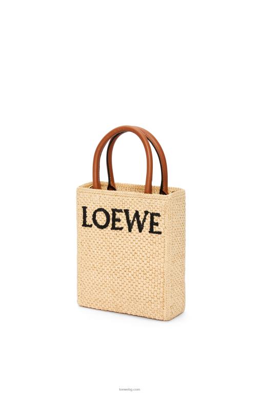 Loewe стандартна чанта a5 в рафия F84B874 Жени естествен/черен