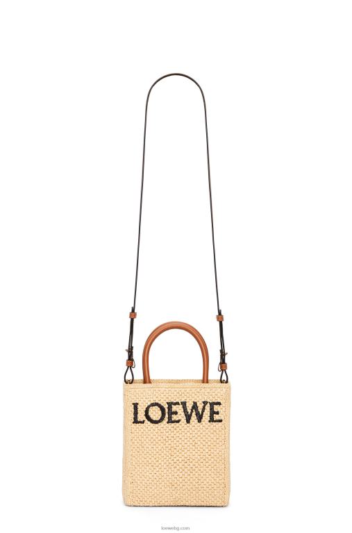 Loewe стандартна чанта a5 в рафия F84B874 Жени естествен/черен