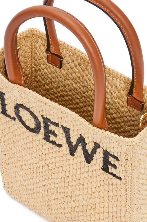 Loewe стандартна чанта a5 в рафия F84B874 Жени естествен/черен