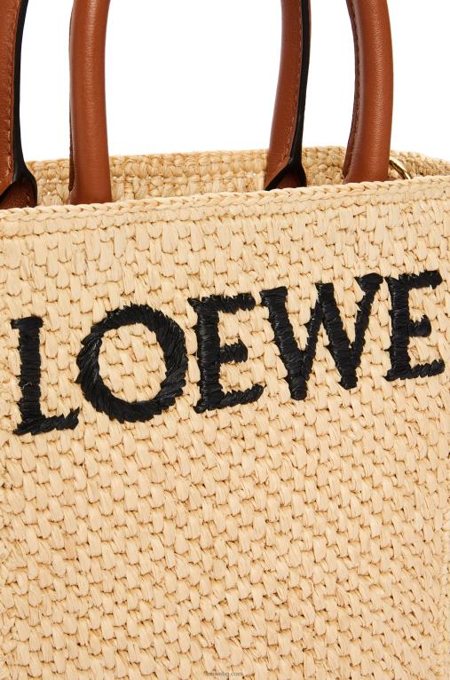 Loewe стандартна чанта a5 в рафия F84B874 Жени естествен/черен