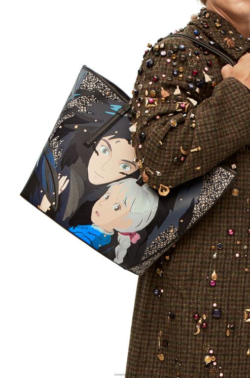 Loewe чанта howl t tote от анаграмен жакард и телешка кожа F84B8188 Жени черен
