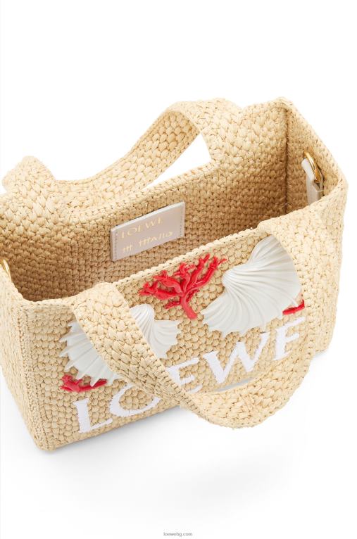 Loewe maruja mallo мини чанта с шрифт в рафия F84B8112 Жени естествено