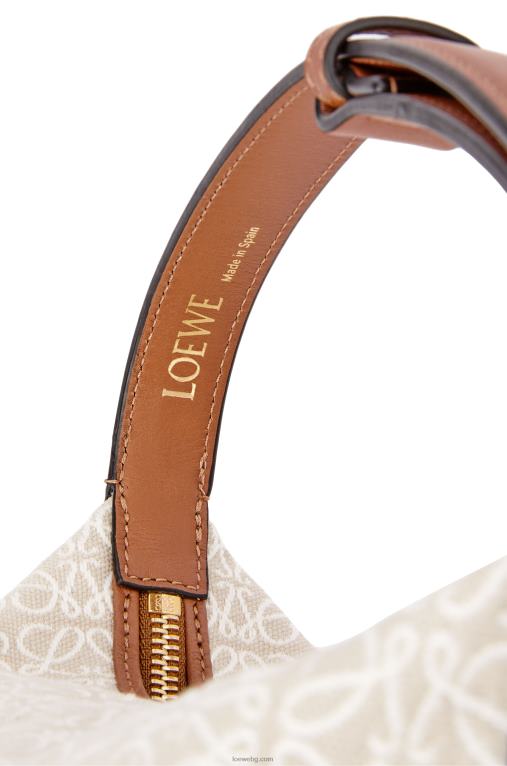 Loewe малка кубична чанта от анаграм жакард и телешка кожа F84B8463 Жени екрю/тен