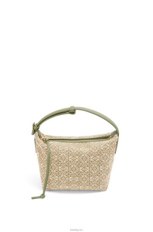 Loewe малка кубична чанта от анаграм жакард и телешка кожа F84B8485 Жени зелено/зелено авокадо