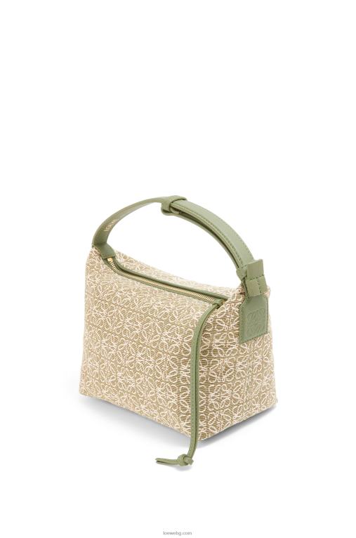Loewe малка кубична чанта от анаграм жакард и телешка кожа F84B8485 Жени зелено/зелено авокадо