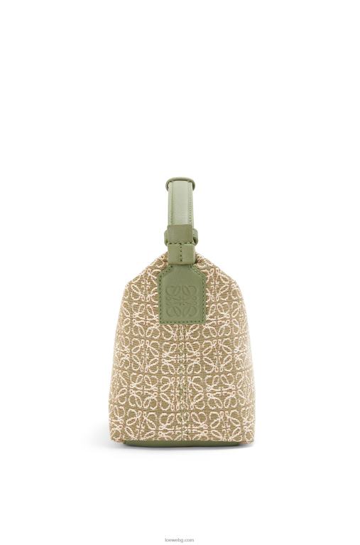 Loewe малка кубична чанта от анаграм жакард и телешка кожа F84B8485 Жени зелено/зелено авокадо