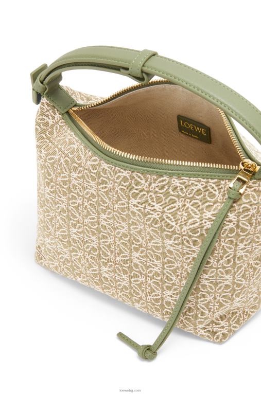 Loewe малка кубична чанта от анаграм жакард и телешка кожа F84B8485 Жени зелено/зелено авокадо
