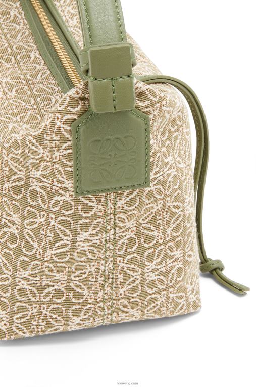 Loewe малка кубична чанта от анаграм жакард и телешка кожа F84B8485 Жени зелено/зелено авокадо