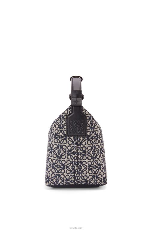 Loewe малка кубична чанта от анаграм жакард и телешка кожа F84B8518 Жени тъмносиньо/черно