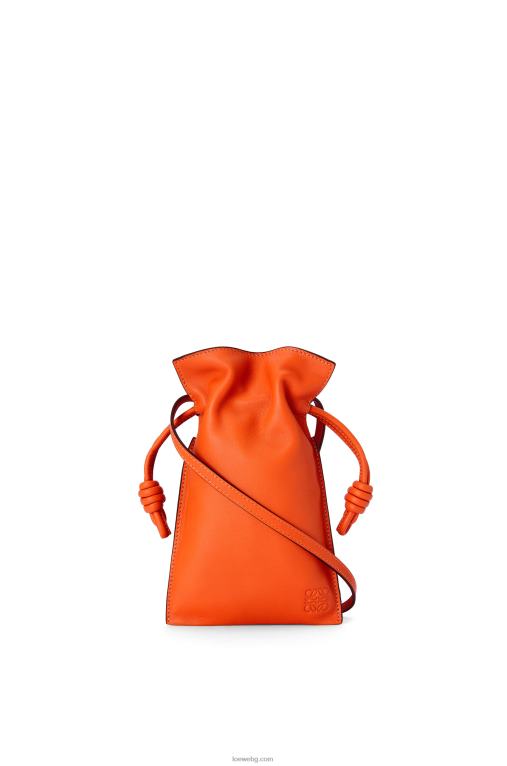 Loewe фламенко джоб от телешка кожа напа F84B8599 Жени оранжево