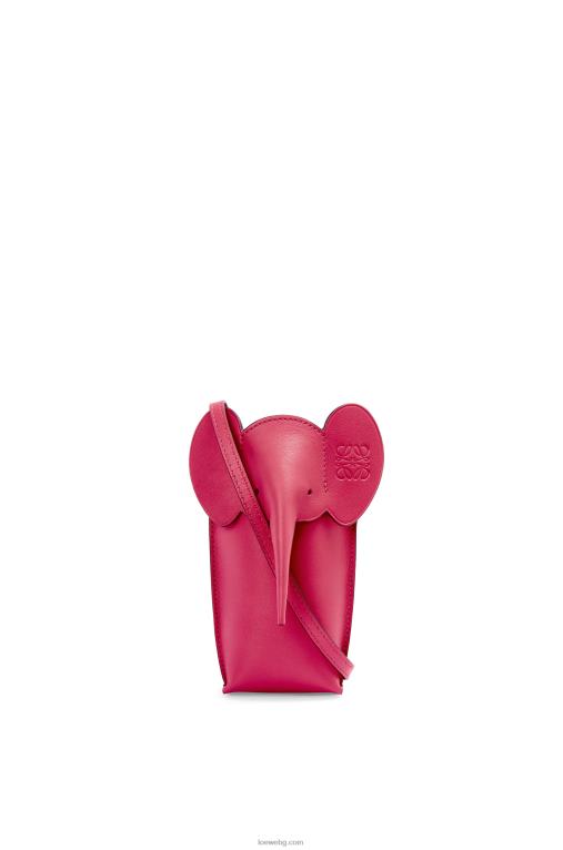 Loewe джоб тип слон от класическа телешка кожа F84B8604 Жени рубинено червена глазура