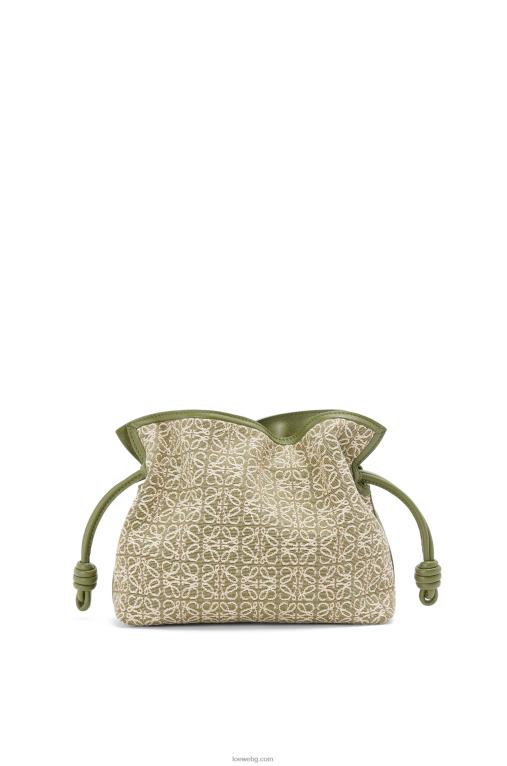 Loewe мини фламенко клъч от анаграмен жакард и телешка кожа F84B8291 Жени зелено/зелено авокадо