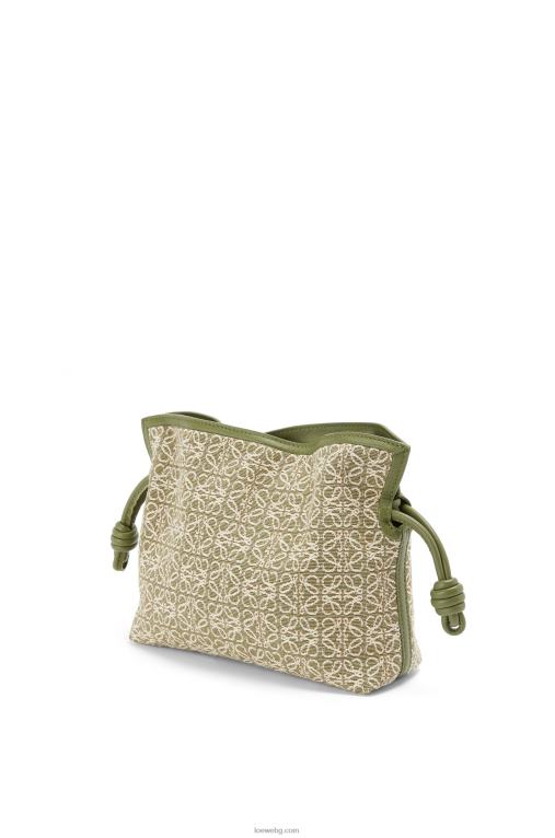 Loewe мини фламенко клъч от анаграмен жакард и телешка кожа F84B8291 Жени зелено/зелено авокадо