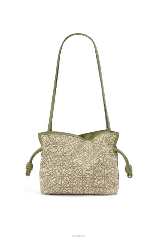 Loewe мини фламенко клъч от анаграмен жакард и телешка кожа F84B8291 Жени зелено/зелено авокадо