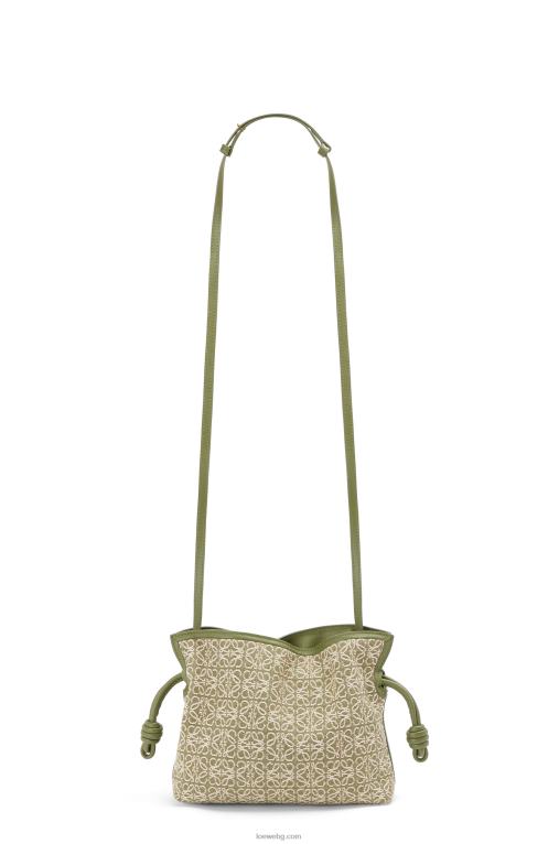 Loewe мини фламенко клъч от анаграмен жакард и телешка кожа F84B8291 Жени зелено/зелено авокадо