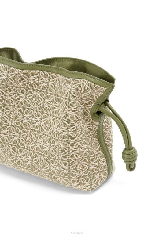 Loewe мини фламенко клъч от анаграмен жакард и телешка кожа F84B8291 Жени зелено/зелено авокадо