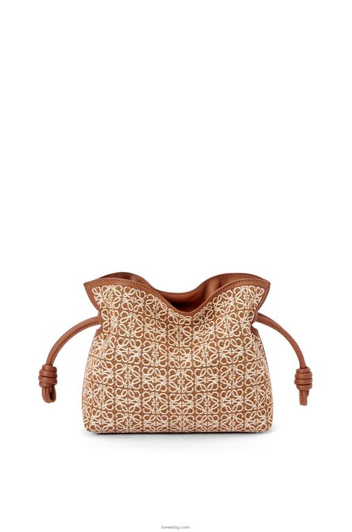 Loewe мини фламенко клъч от анаграмен жакард и телешка кожа F84B8310 Жени тен/пекан