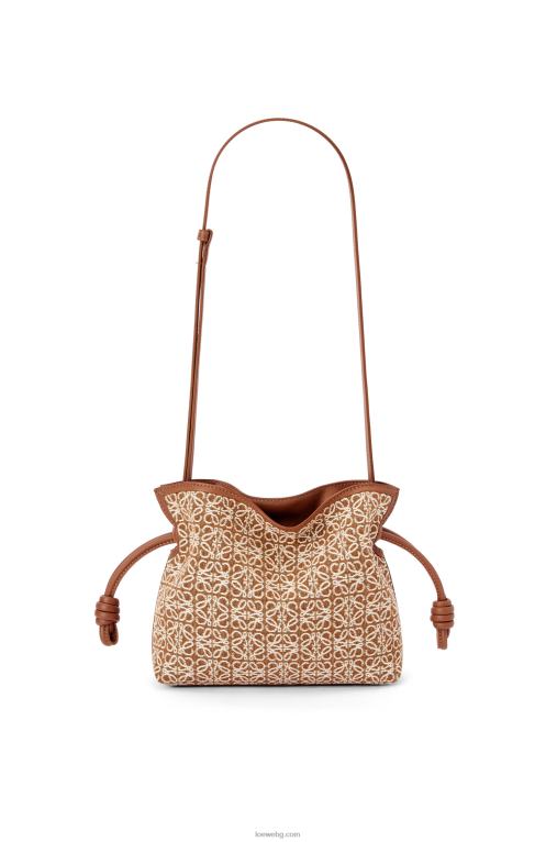 Loewe мини фламенко клъч от анаграмен жакард и телешка кожа F84B8310 Жени тен/пекан
